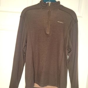 Merrell lightweight men's S small 1/4 zip pull over brown